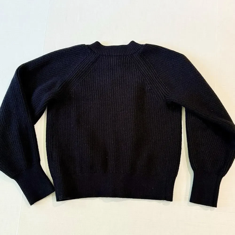Banana Republic Large Black Ribbed Raglan Button Cardigan Sweater